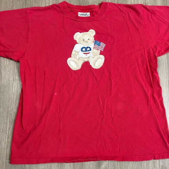 Vtg Northern Reflections Red Patriotic Teddy Bear T shirt Sz M/L USA - Picture 1 of 9